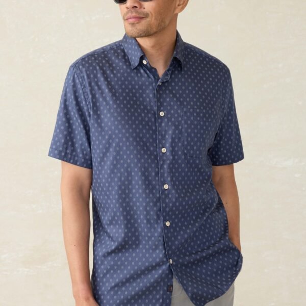 Short-Sleeve Movement™ Monterey Shirt - Navy Dusk Diamond