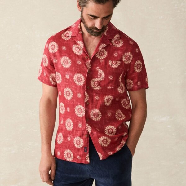 Short-Sleeve Hemp Blend Camp Shirt - Sun Blossom