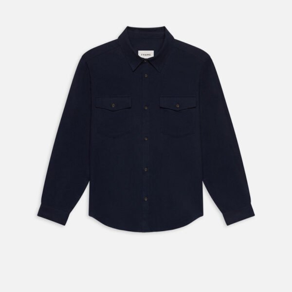 Double Pocket Wool Blend Shirt -- Dark Navy