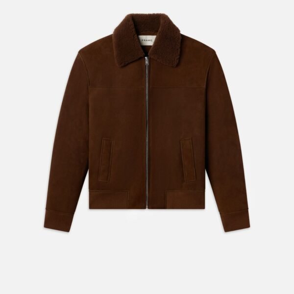 Suede Shearling Bomber -- Dark Camel