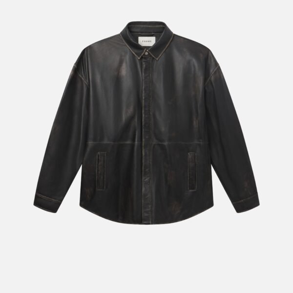 Washed Leather Shirt -- Black Washed