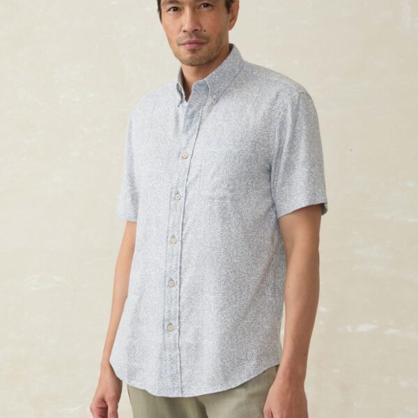 Short-Sleeve Breeze Shirt - Sky Blue Frond